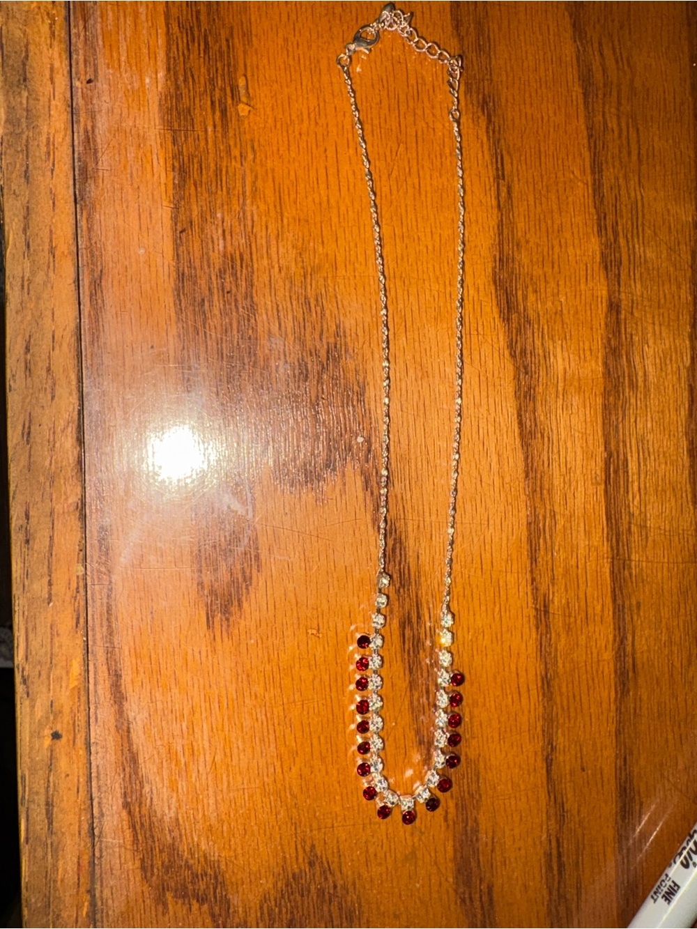 Elegant Red Crystal Pendant Necklace - Women Jewelry 8 1/2 inches